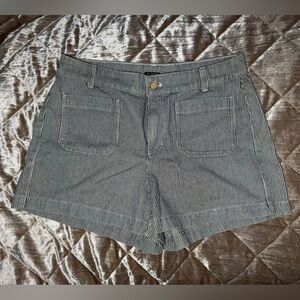 J. Crew Blue and White Striped High Waist Shorts